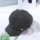 Fashion Women Grid Plaid Bonnet Cap Autumn Winter Beret Hat Warm