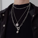 Collar Gothic Hip Hop Rock Coin Pendant Metal Ball Punk Choker Chain Necklace