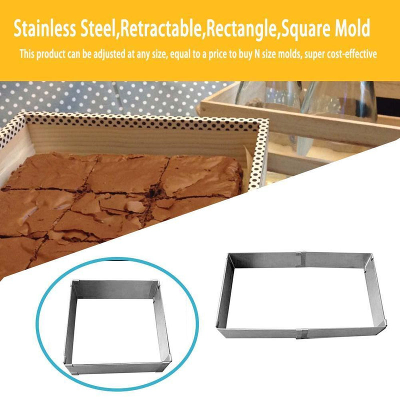 Stainless Steel Retractable Rectangle Square Mousse Ring Cake Baking Mold