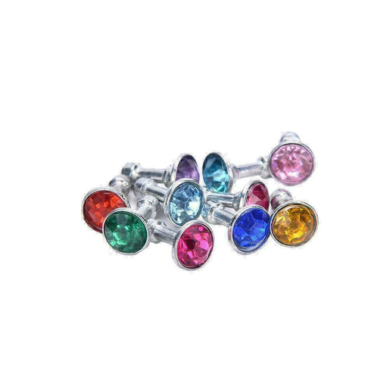2 x Bling Diamond Mixed Crystal 3.5mm Earphone Jack Stop H2X7 I5T8 T4W0 G3S8