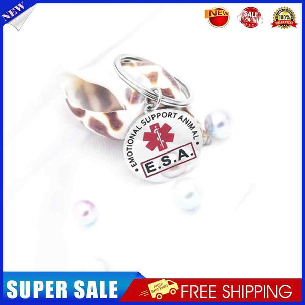 Pet Necklace Collar Tag Animal ESA Emotional Support Medical Assistance Keychain