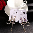 Long Asymmetrical  Women Ear Stud Dangle Earrings Rhinestone Drops Earrings