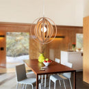 Base Roating Chandelier Adjustable Shape Ceiling Hanging Light Wooden LED Round