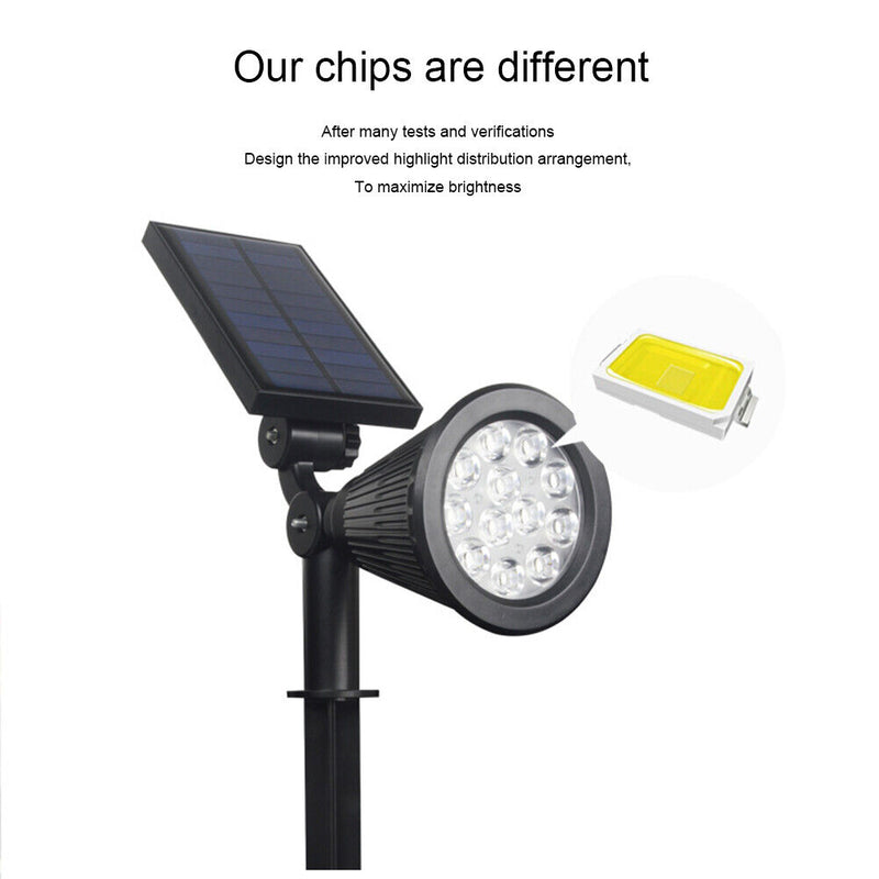 12LED Solar Lamp Outdoor Lawn Spotlight Colorful Ground Plug Light (White) Newly