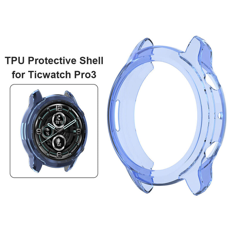 Soft TPU Case for TicWatch Pro 3 Pro 3 Lite Smartwatch Accessories (Blue)