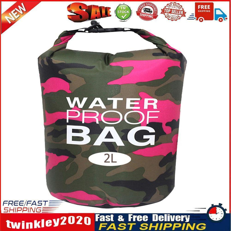 Waterproof Swimming Bag Camouflage Outdoor Camping Dry Sack (2L Rose Red) Newly