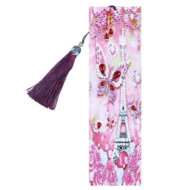 DIY Flower Special Shaped Diamond Painting Students Leather Tassel Bookmark