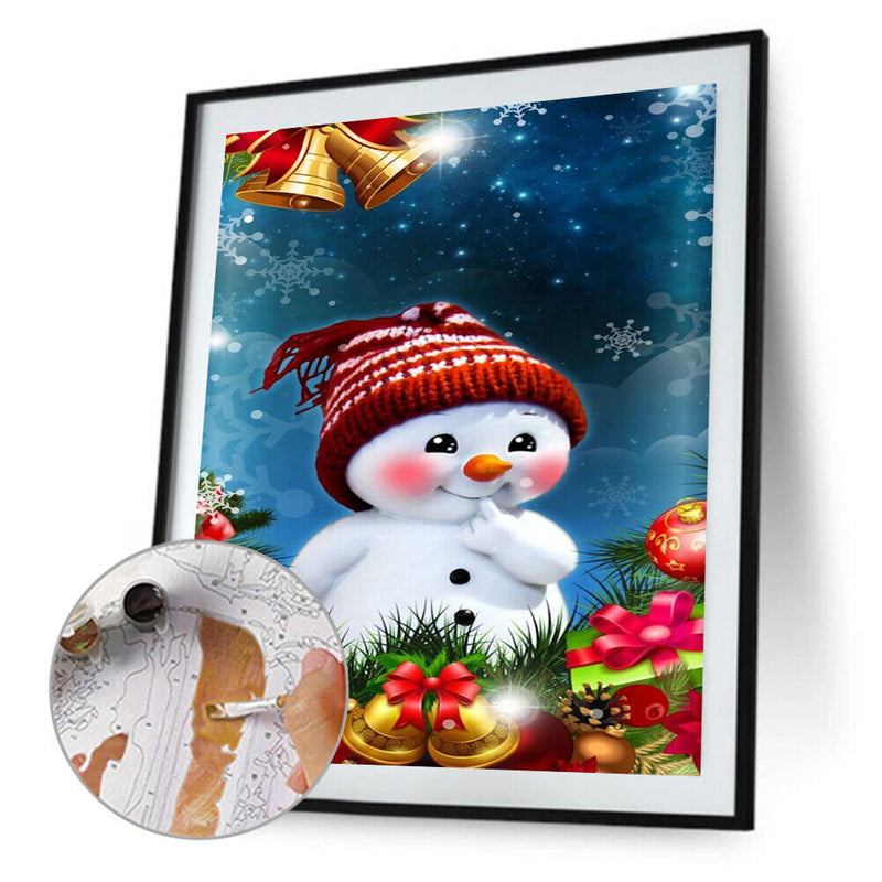 Xmas Snowman Oil Paint By Numbers Canvas Set Drawing DIY Coloring Picture Kits