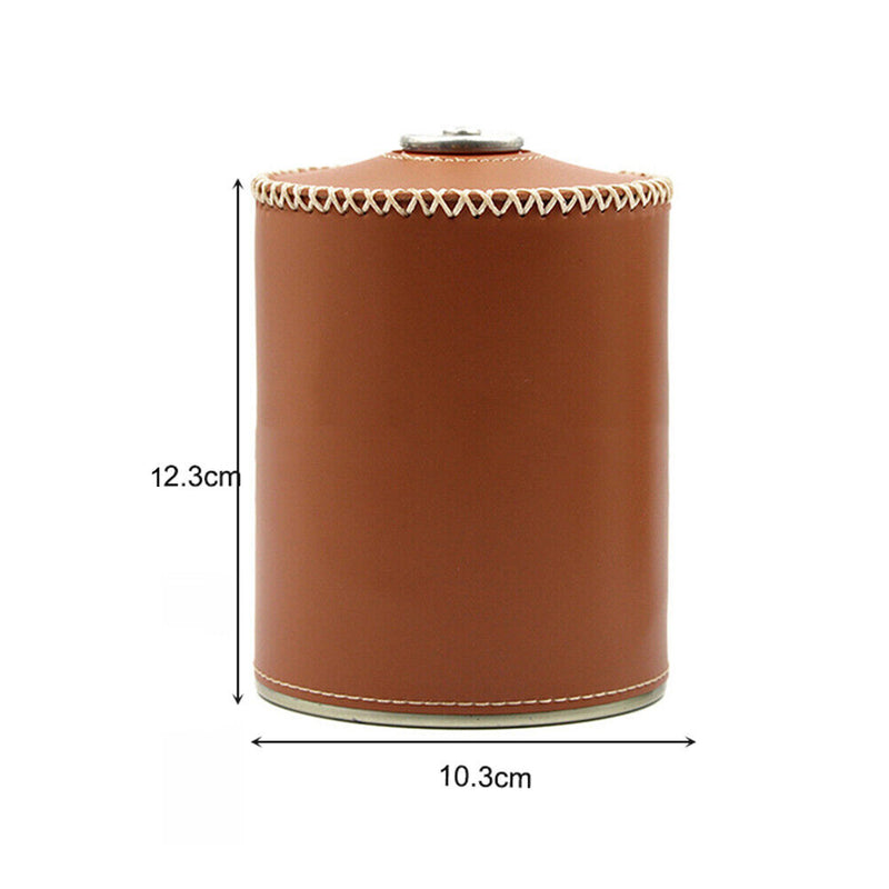 PU Leather Gas Canister Bag Cover LPG Fuel Can Protective Sleeve Brown (L) Newly