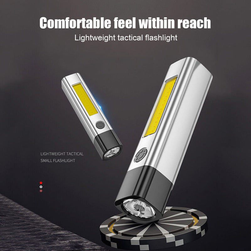 LED COB Flashlight USB Rechargeable 2 Mode Outdoor Camping Cycling Wall