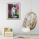 5D Kit Rhinestone Pictures DIY Cat in Flowers Full Round Drill Diamond Painting