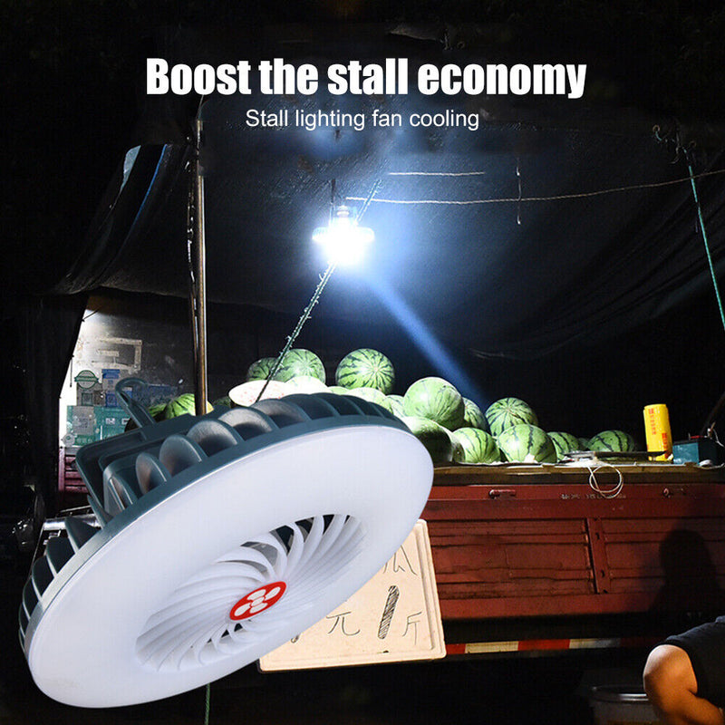 2 in 1 LED Tent Fan Rechargeable Lamp USB Charging Fan Light with Stand Newly