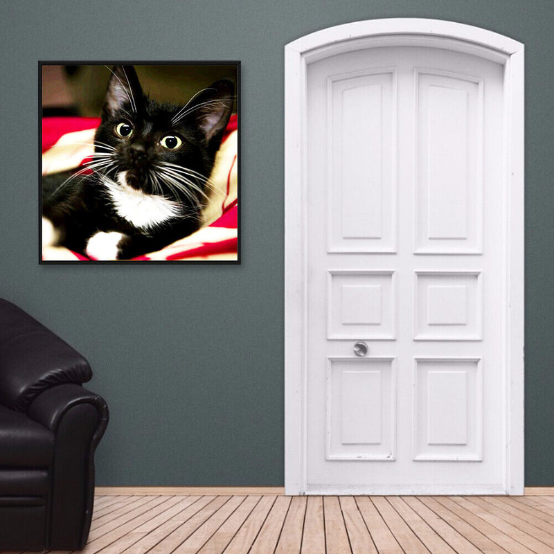 Diamond Painting Long Whisker Black Cat Full Round Wall Picture Kit 30x30cm