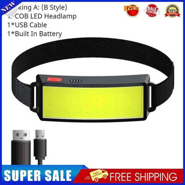 COB LED Headlamp Professional Floodlight Lightweight USB Rechargeable Camp Headl