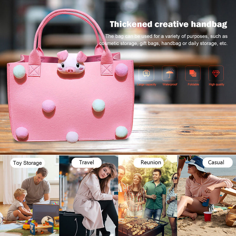 Felt Handbag - Felt Fabric Storage Tote Bags for Nursery Toys Cosmetics Makeu