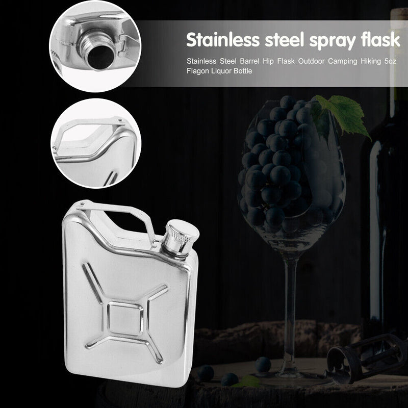 Travel Liquor Bottle Stainless Steel Barrel Hip Flasks Outdoor Hiking 5oz Flagoon