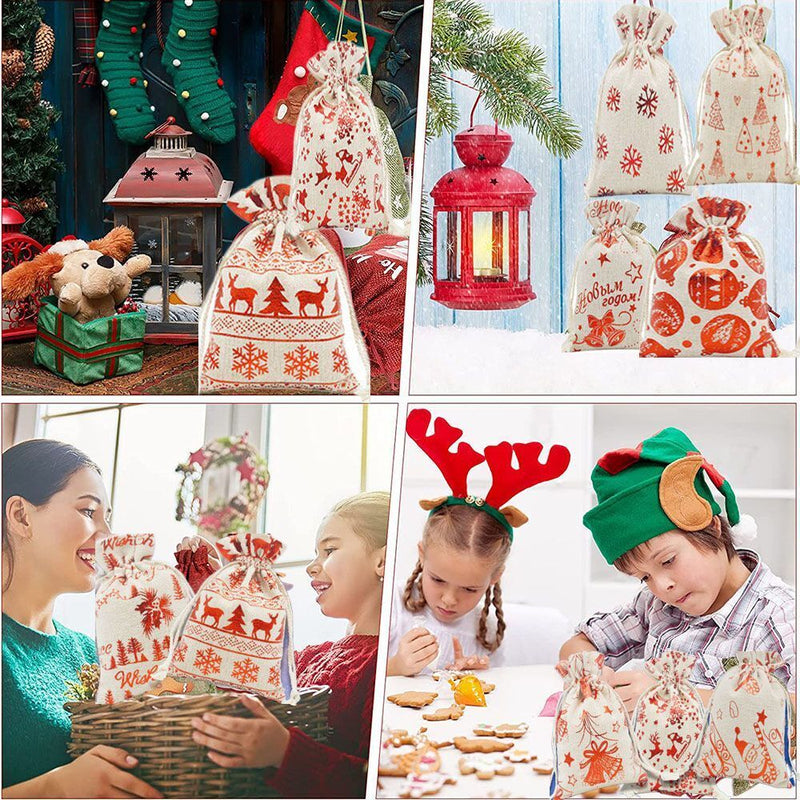 Drawstring Present Bags Santa Sack Christmas Stocking Christmas Gift Bag