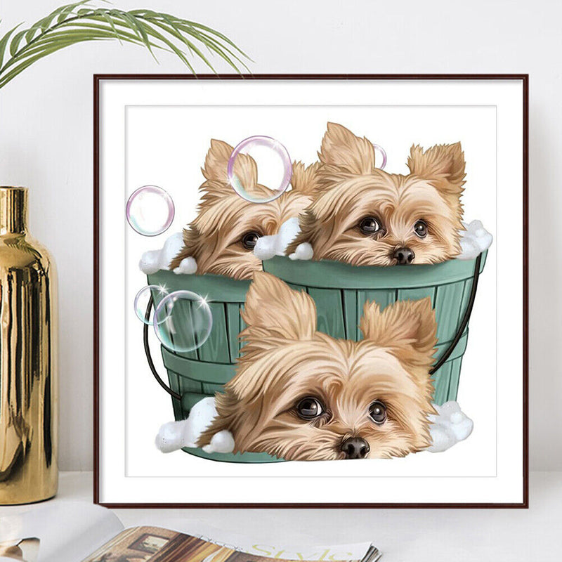 Diamond painting DIY round diamond three puppies B1673