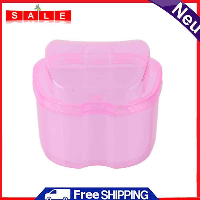 Denture Care Bath Box Clean False Teeth Nursing Hang Net Container (Pink)