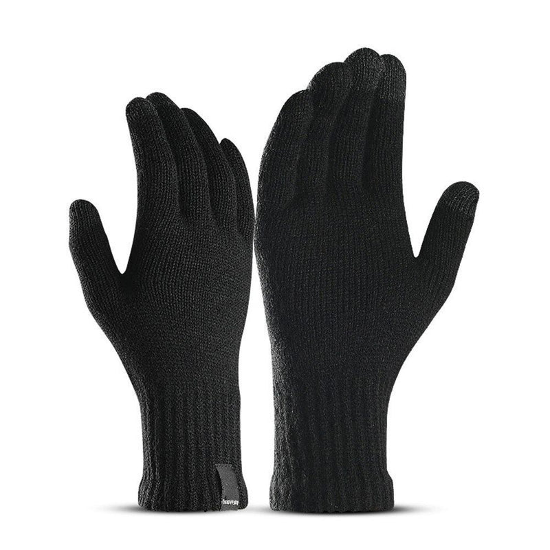 Women Thick Plush Knitted Wool Mitts Full Finger Mittens Sport Cycling Gloves