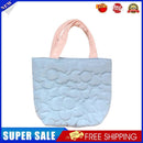 Women Quilted Cotton Padded Top-handle Bag Flower Pattern Satchel (Blue)