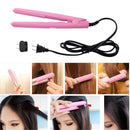Mini Hair Straightener Flat Iron Curler  Ceramic Tourmaline Plates(Pink) Newly