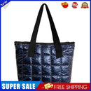 Women Nylon Cotton Padded Quilted Handbag Large Top-handle Bag (Blue)