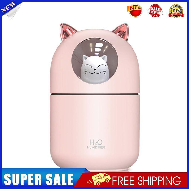 Air Humidifier Spray Cute Cat Small LED Light Mute Air Purifier (Pink USB)