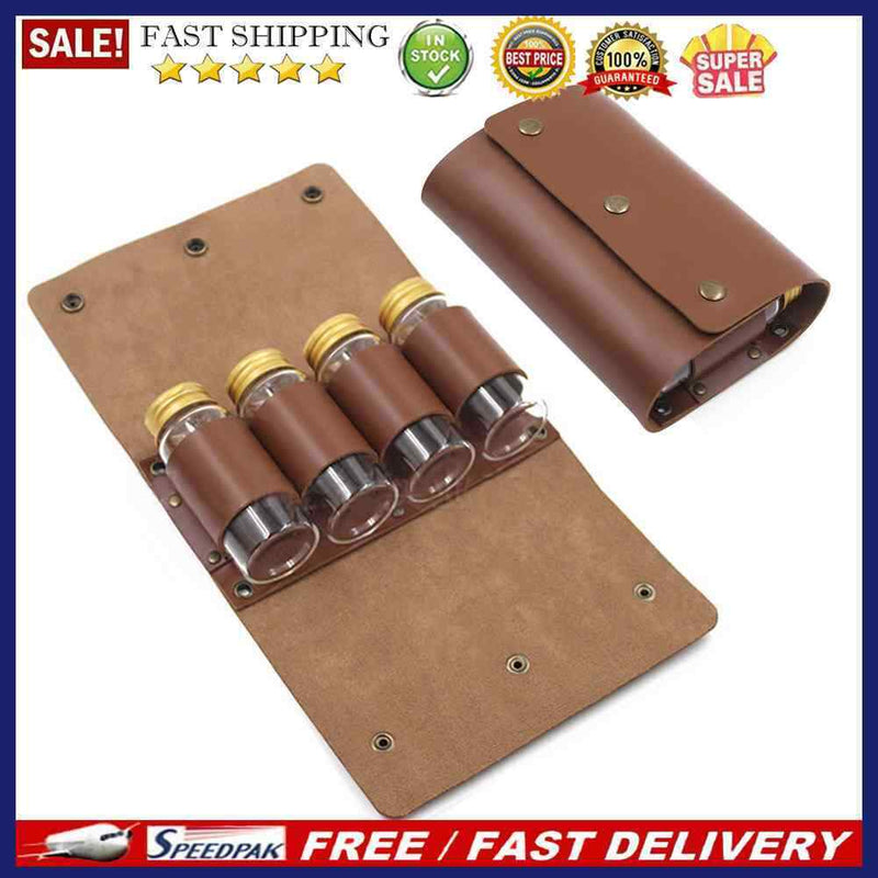 Portable Camping Picnic Seasoning Spices Pepper Bottle Storage Bag with 4 C