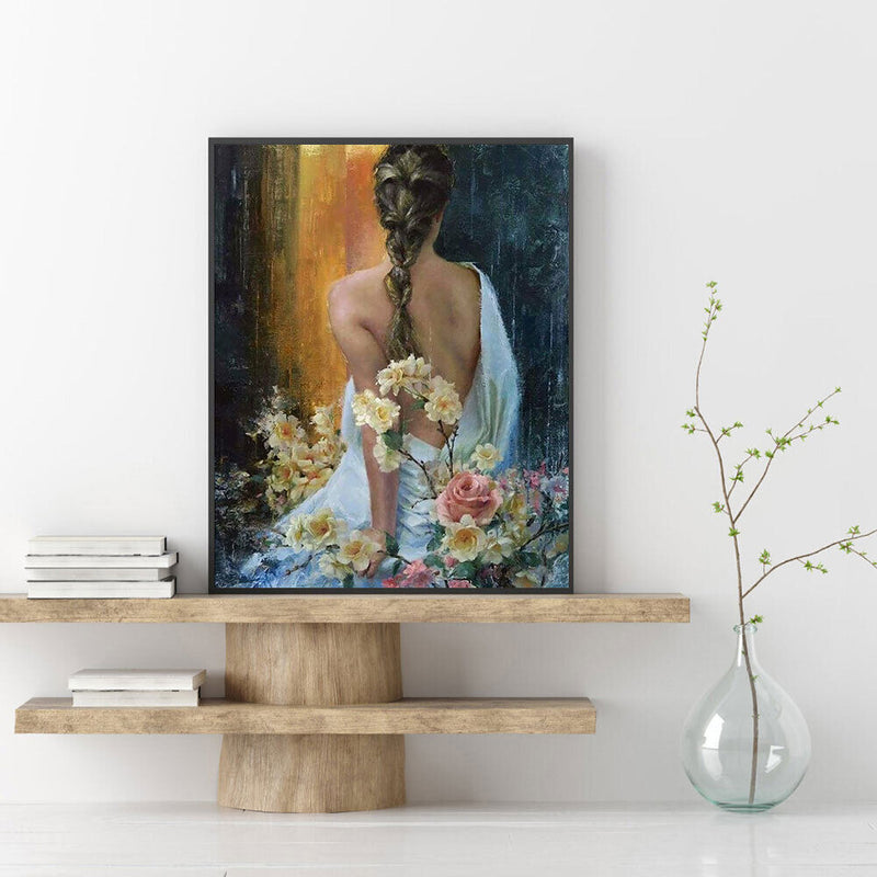 Paint By Numbers for Adults Beginner Elegant Girl Back Home Wall Bedroom Deco