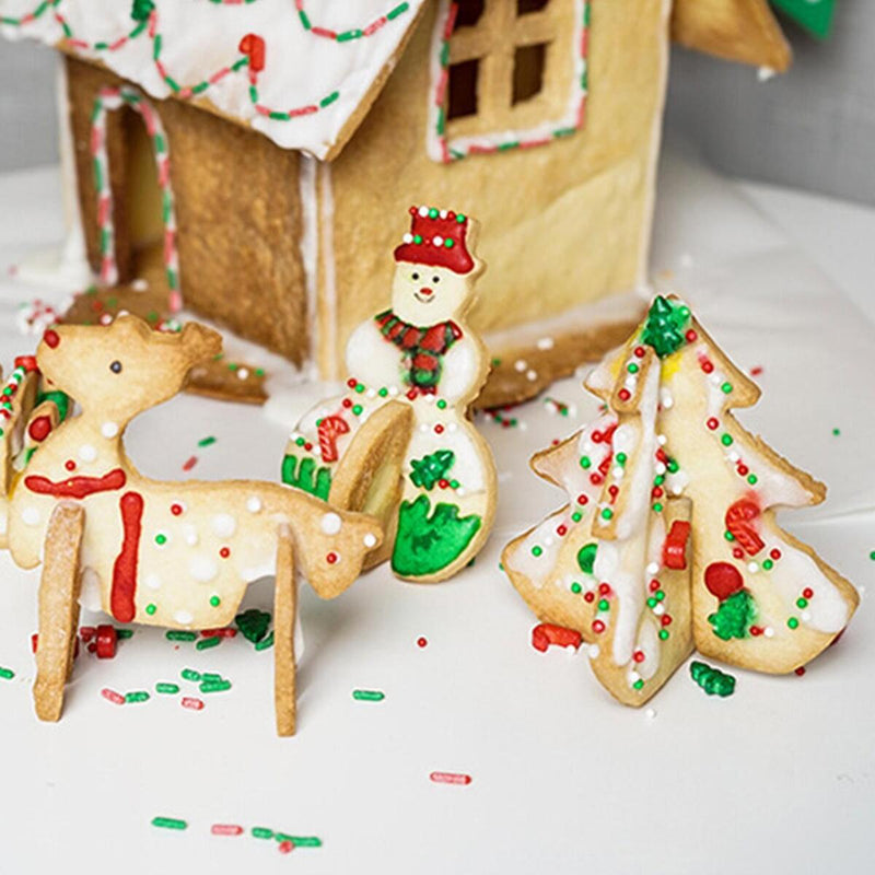 8 Pcs Christmas Cookie Cutters Biscuit Fondant Cake Decorating Baking Set Mold~