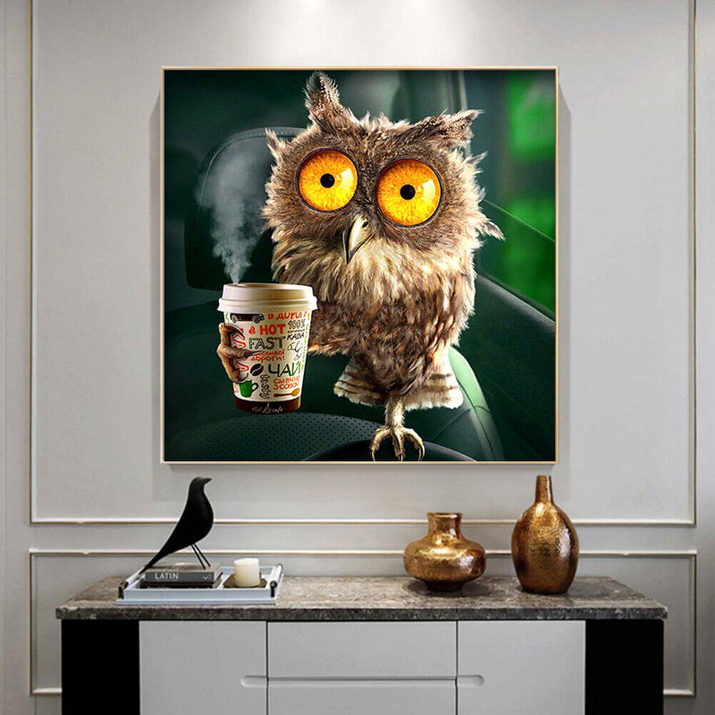 Full Round Drill Mosaic Craft DIY Funny Owl Diamond Painting Rhinestone Poster