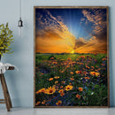 Flower Sunrise Drawing Frameless DIY Oil Paint by Numbers Canvas Home Decor