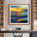 5D Full Square Drill Drawing Picture Sea Sunset Diamond Painting Bedroom Decor