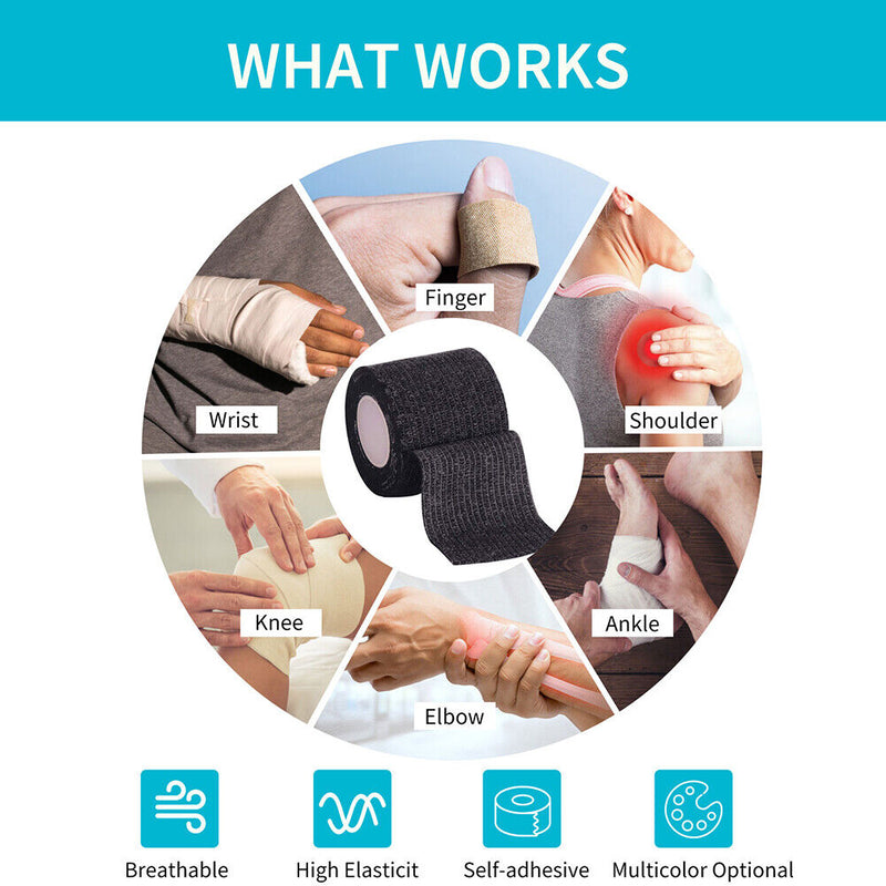 Self Adhesive Elastic Bandage Sports Wrist Protector Tape (Black 10cmx4.5m)