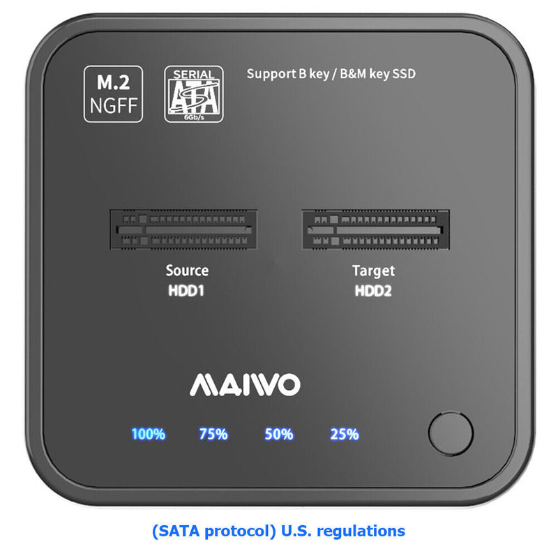 MAIWO K3016S Type C Hard Drive Docking M.2 SSD SATA Dual Bay Station (US)