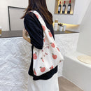 Fashion Women Peach Print Canvas Shoulder Shopping Bag Tote Handbags (A)
