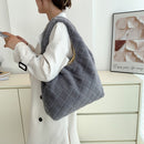 Autumn Winter Tote Bag Fluffy Fur Handbag Soft Plush Fashion Portable for Travel