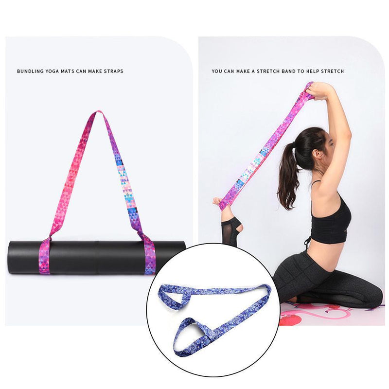 Yoga Mat Strap Belt Adjustable Shoulder Fitness Carrying Bel (Blue Flower)