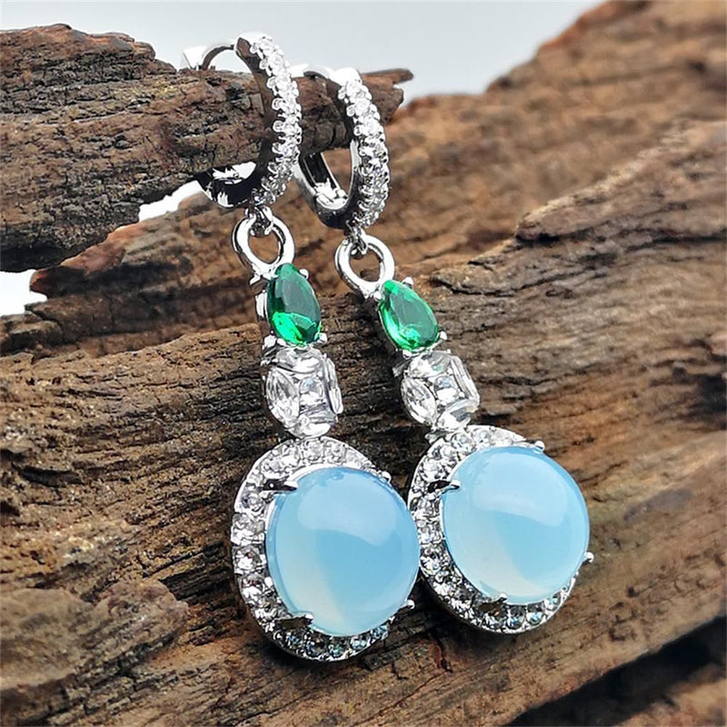 Wedding Jewelry Party Moonstone Earrings Topaz Ear Stud Peridot Moonstone