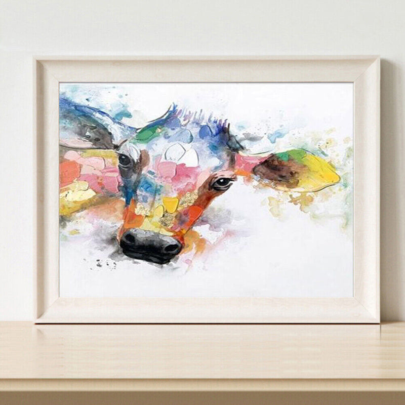 DIY Painting By Numbers Color Cattle Picture Oil Hand Painted Artwork Kit