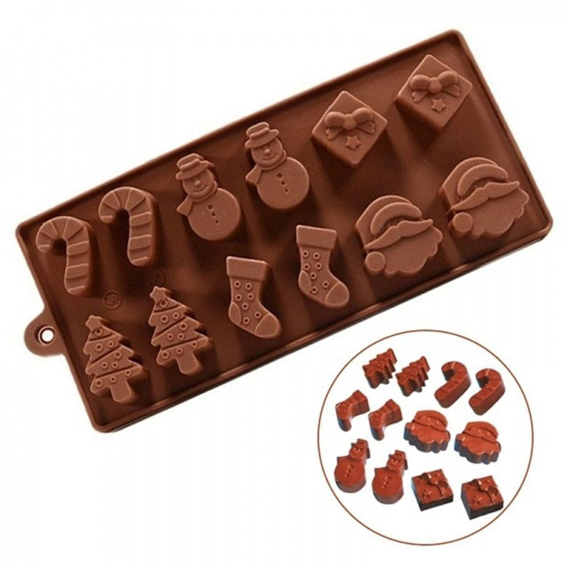 DIY Crafts Chocolate Santa head Stocking Silicone Mould Cake Snowman Tree