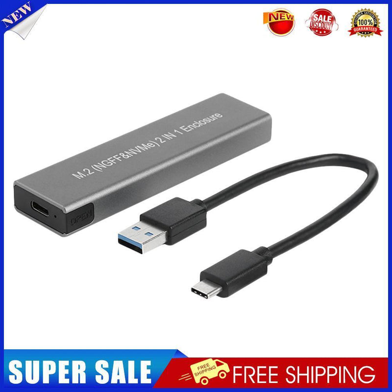 M.2 NVME PCIE SATA M/B Key SSD USB Type C Enclosure (USB-C To USB-A Cable)