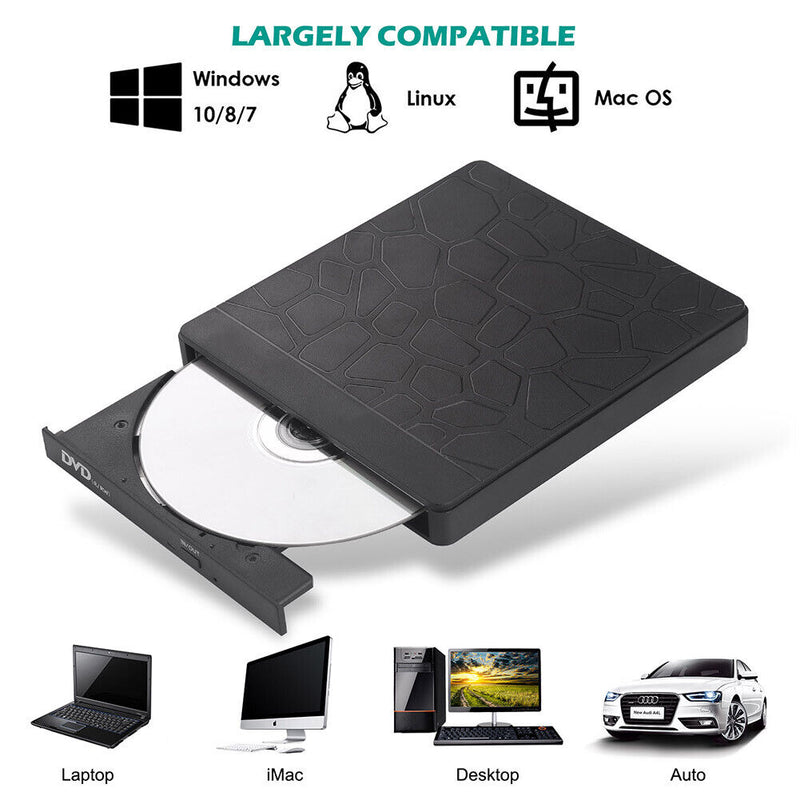 USB 3.0 External DVD CD Writer ROM Disk Reader Portable Optical Drives