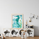 5D DIY Full Drill Round Shape Sea Animal Rhinestone Diamond Drawing for Home