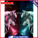 5D DIY Diamond Painting Kit Full Round Drill Confrontation Wolves Mosaic Picture