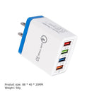 4 USB Travel Charger 3A Fast Charging Charger US Plug Adapter (Dark Blue) Newly