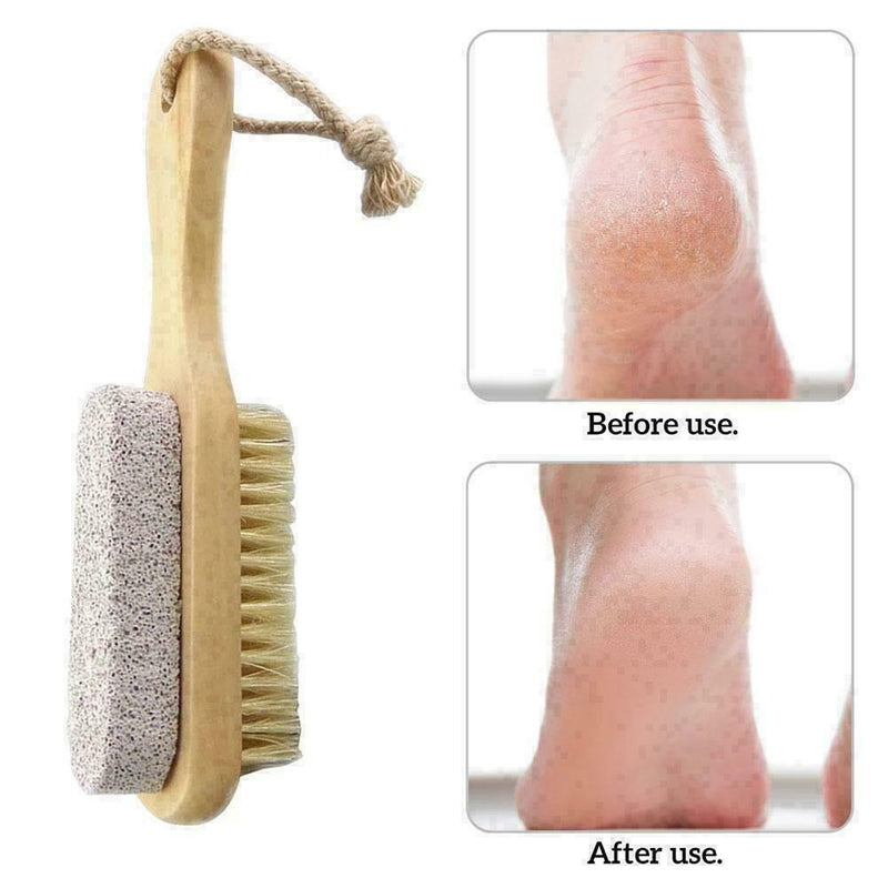 1x Wood Handle Pumice Stone Foot Cleanser Brushs Feet Remove S9F2 I9Y2 F0H6