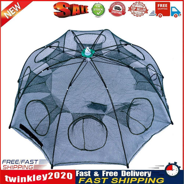6/8 Holes Fishing Net Shrimp Cage Nylon Foldable Fish Cast Trap (8 Holes) Newly