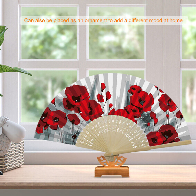 DIY Acrylic Drawing Paper Fans Rose Oil Paint Kit by Numbers Folding Fan Gi